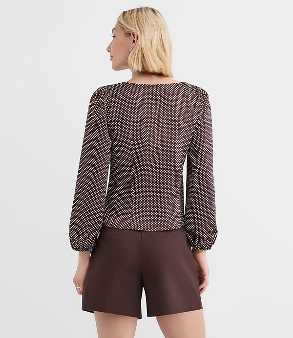 Petite Pindot Ruched Blouse