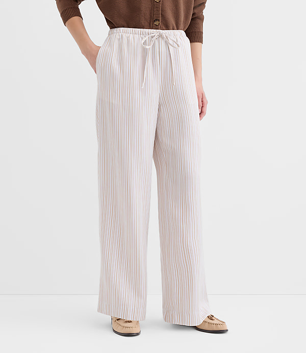 Petite Sawyer Pull On Pants in Striped Twill
