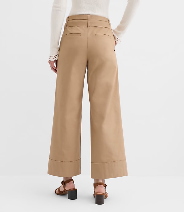Petite Double Belted Wide Leg Pants