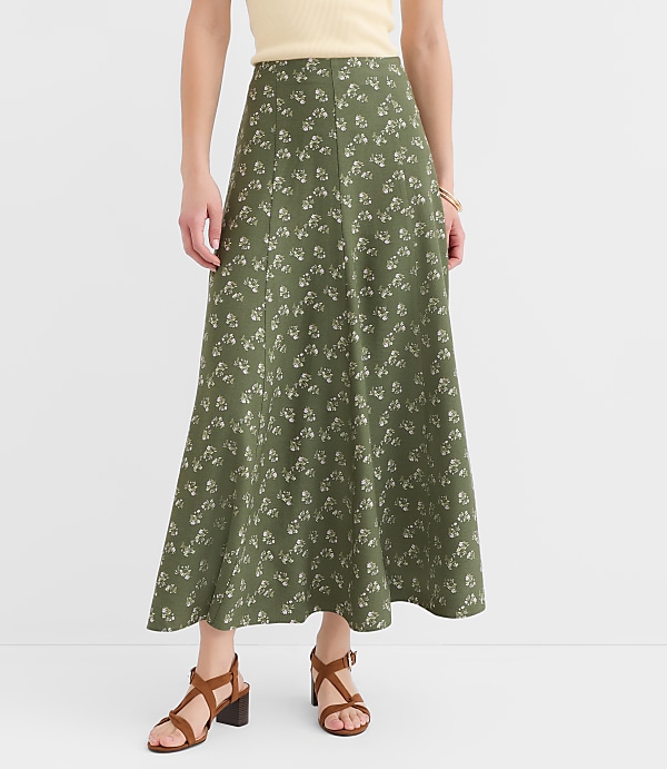 Petite Floral Gored Midi Skirt