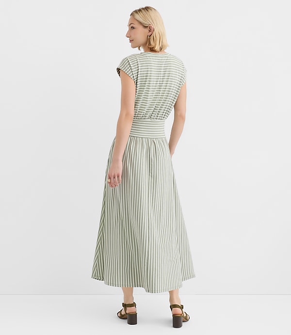 Tall Striped Cap Sleeve Maxi Pocket Dress