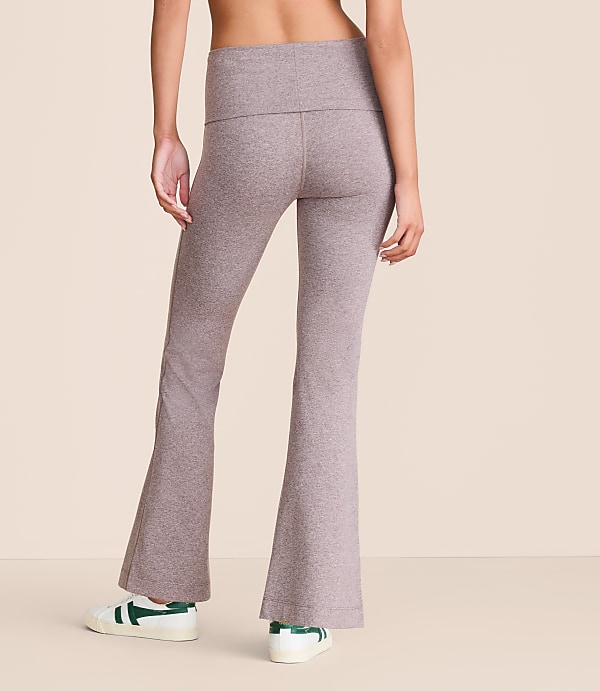 Petite Lou & Grey Heathered Brushedsoft Foldover Flare Pants