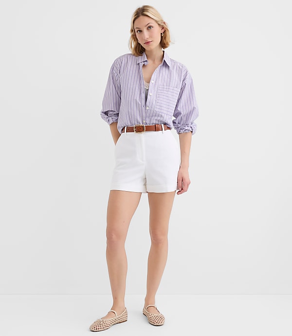 Petite Cuffed Shorts in Doubleweave