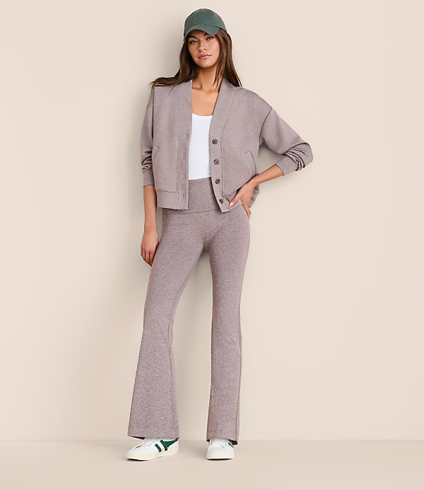 Petite Lou & Grey Heathered Brushedsoft Foldover Flare Pants