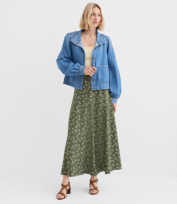 Petite Floral Gored Midi Skirt