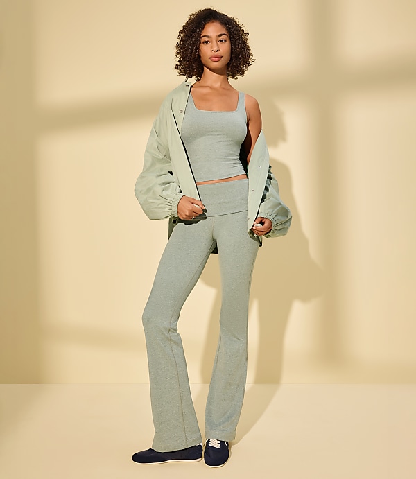 Lou & Grey Heathered Brushedsoft Foldover Flare Pants