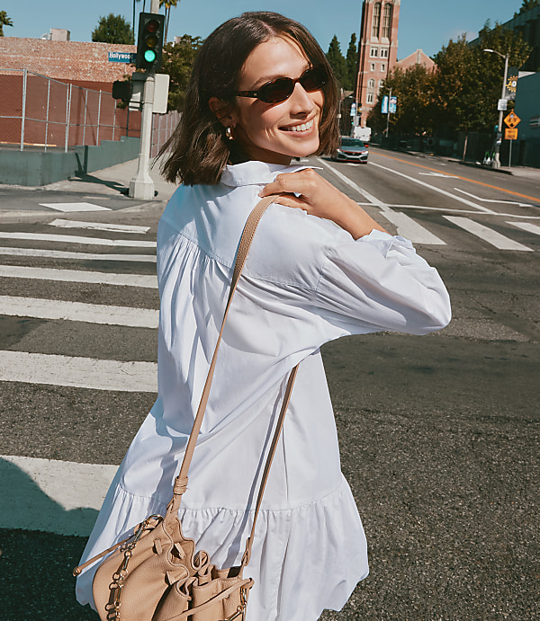 Poplin Bubble Hem Mini Pocket Shirtdress