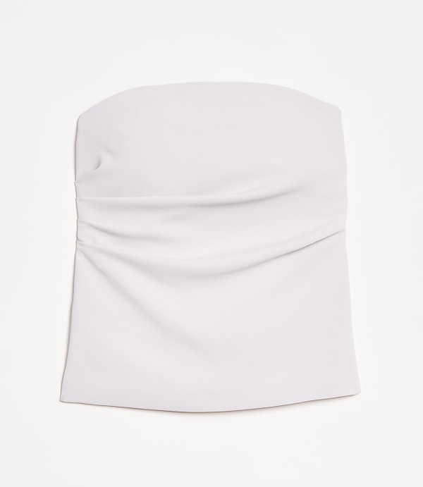 Petite LOFT Versa Crepe Drape Pleated Strapless Top