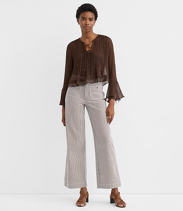 Tall Palmer Wide Leg Crop Pants in Stripe