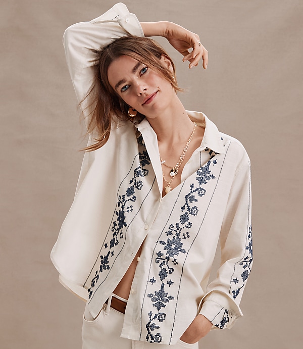 Petite Striped Poplin Everyday Relaxed Pocket Shirt