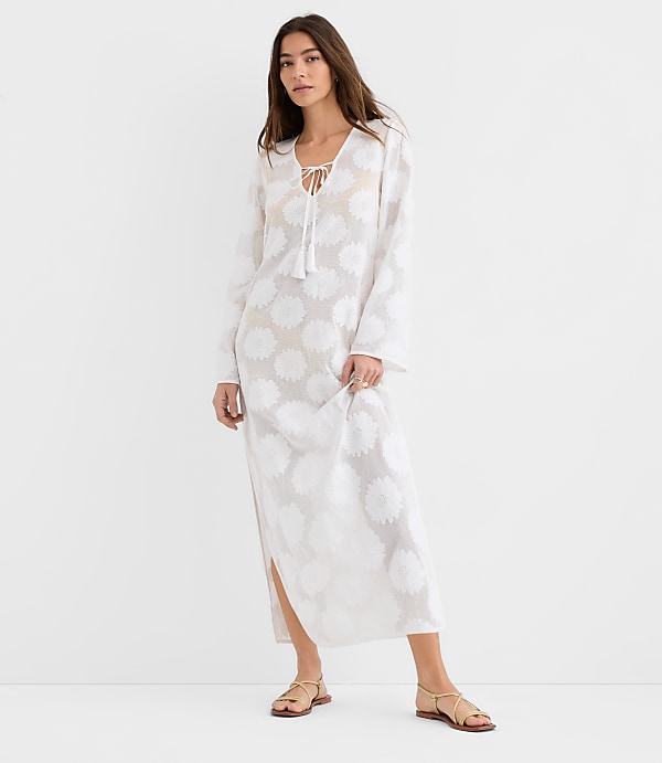 Petite LOFT Beach Daisy Mesh Jacquard Maxi Swimsuit Coverup