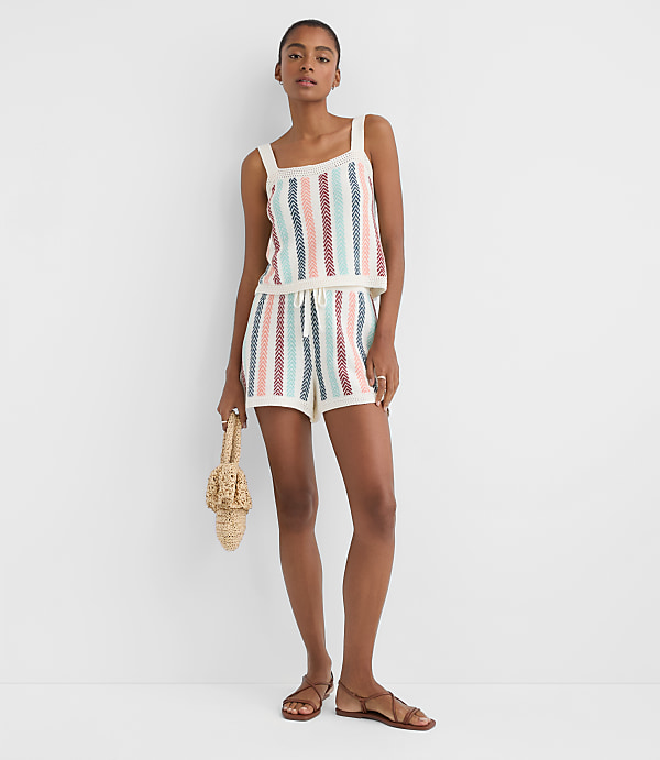 Petite LOFT Beach Chevron Stripe Drawstring Shorts