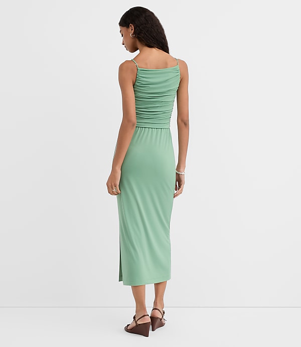 Tall Ruched Apron Neck Midi Dress