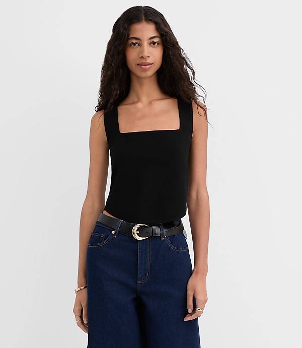 Square Neck Sweater Tank Top