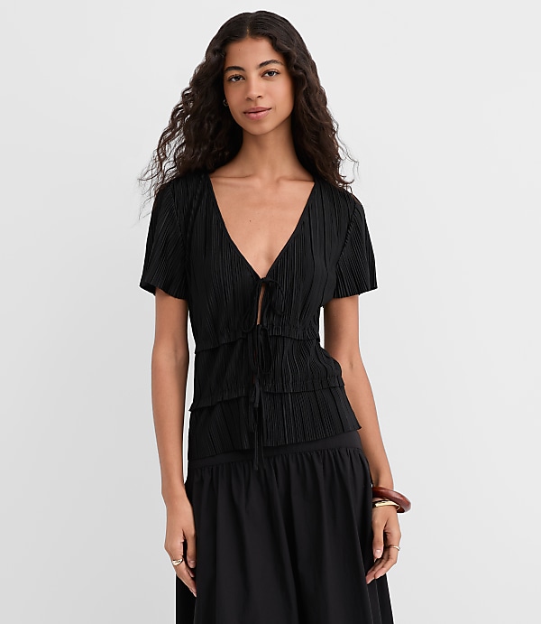 Pleated Bow Tie Top