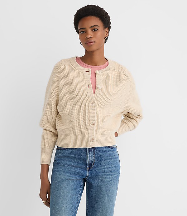 Petite Ribbed Relaxed Cardigan