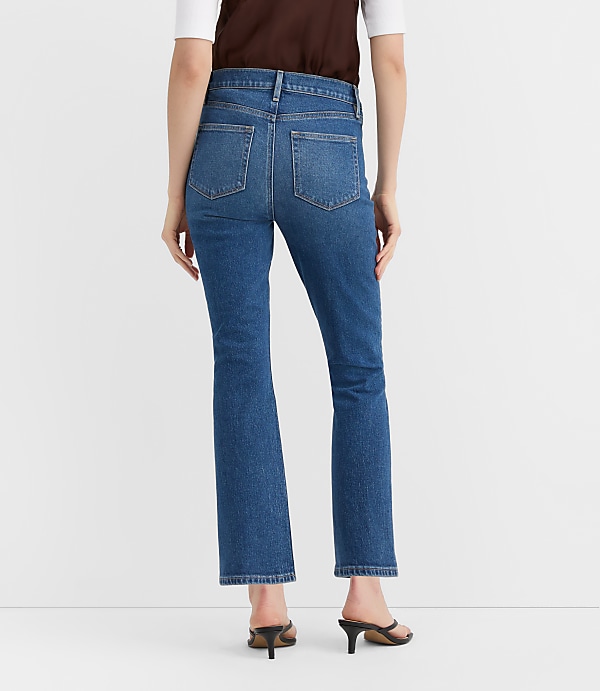 Rivete Tall Welt Pocket High Rise Kick Crop Jeans in Mid Wash