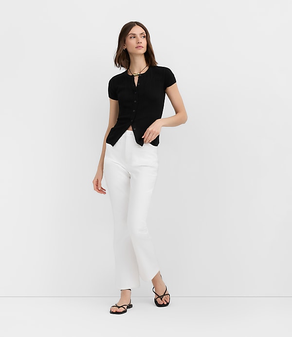 Rivete Welt Pocket High Rise Kick Crop Jeans in White