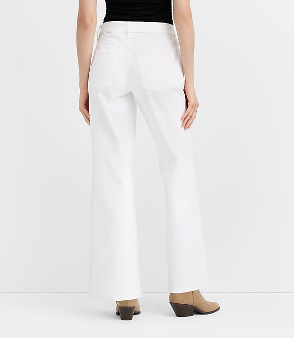 Rivete Mid Rise Wide Leg Jeans in White