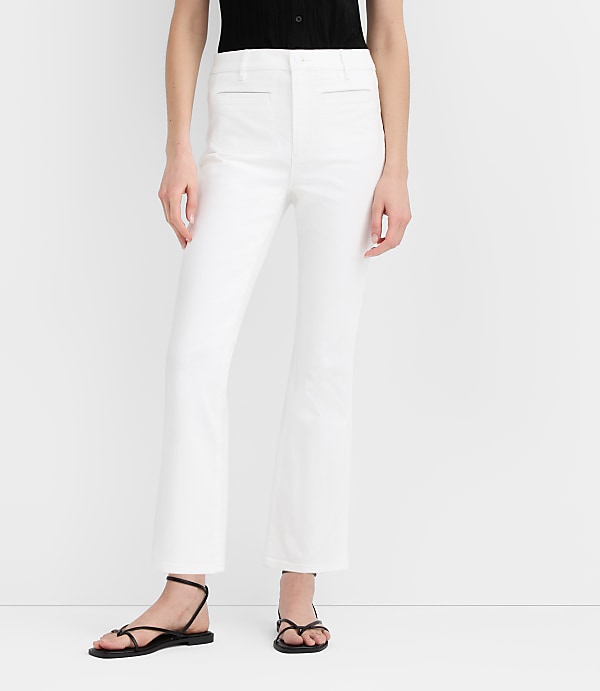 Rivete Tall Curvy Welt Pocket High Rise Kick Crop Jeans in White