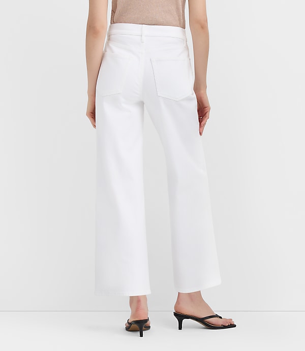 Rivete Petite High Rise Wide Leg Crop Jeans in White