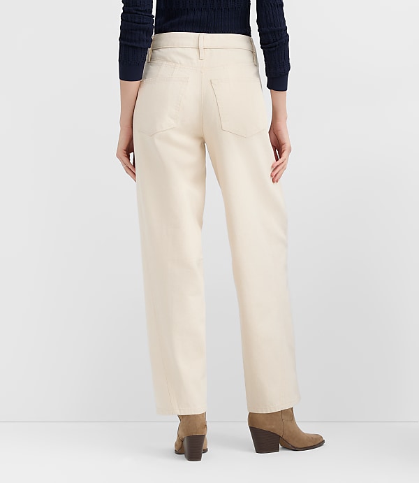 Rivete Tall Seamed High Rise Barrel Jeans in Ivory