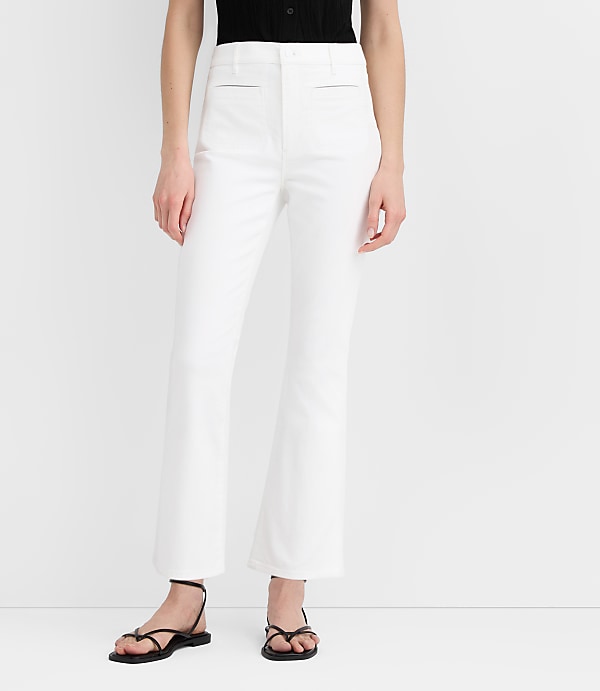 Rivete Tall Welt Pocket High Rise Kick Crop Jeans in White