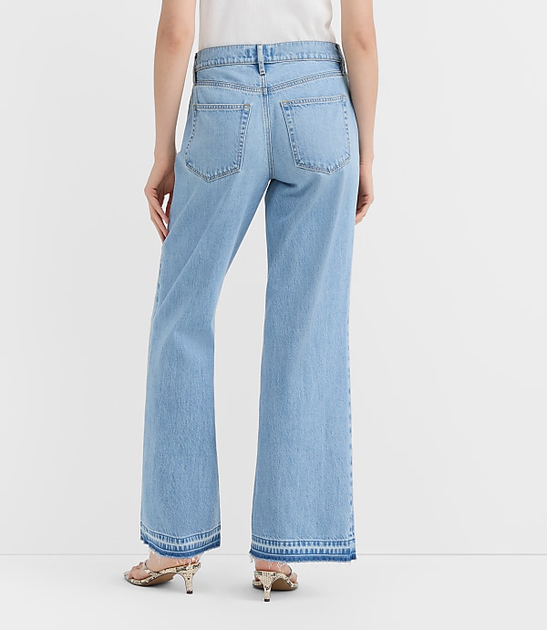 Rivete Tall Curvy Unpicked Mid Rise Wide Leg Jeans in Vintage Light Wash