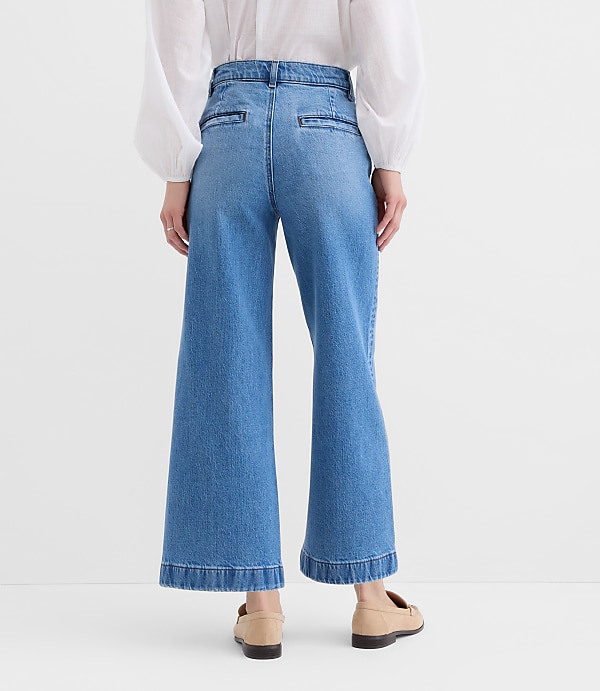 Petite Palmer Wide Leg Crop Jeans in Classic Mid Wash