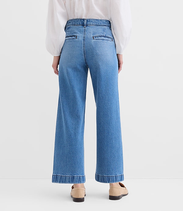 Tall Curvy Palmer Wide Leg Crop Jeans in Classic Mid Wash