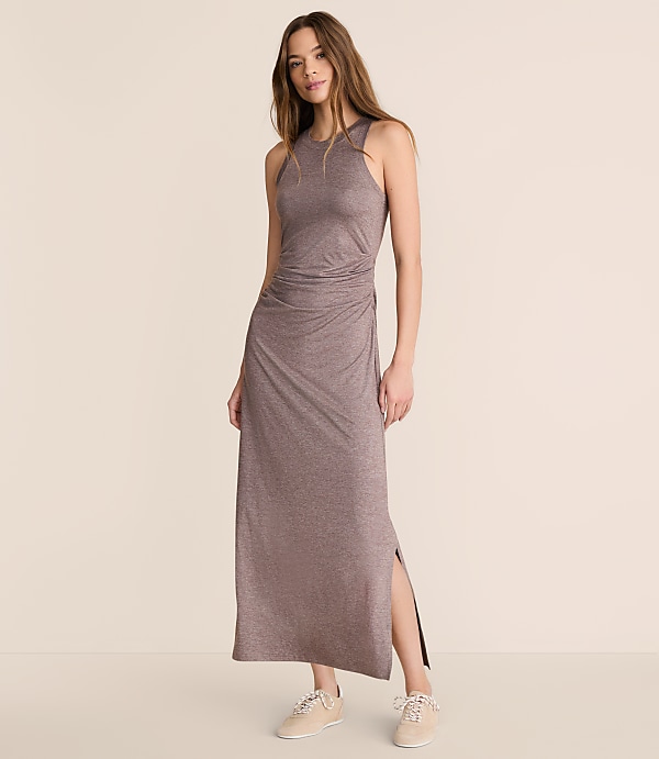 Petite Lou & Grey Heathered Brushedsoft Ruched Tank Midi Dress