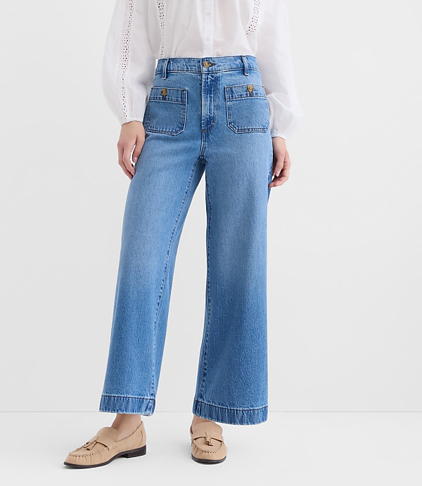 Tall Palmer Wide Leg Crop Jeans in Classic Mid Wash