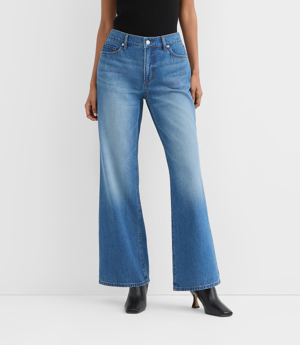 Rivete Tall Curvy Mid Rise Wide Leg Jeans in Vintage Dark Wash