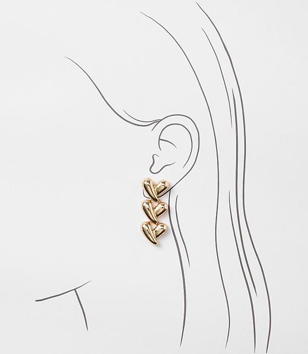 Heart Triple Drop Earrings