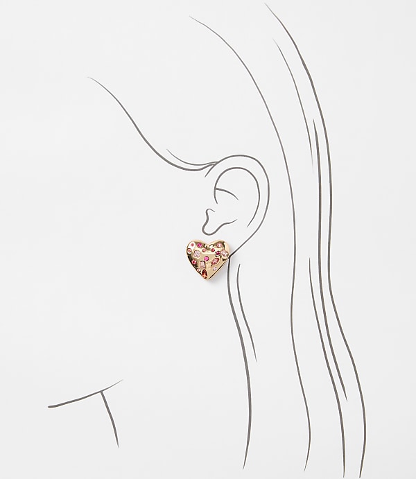 Scattered Crystal Heart Earrings
