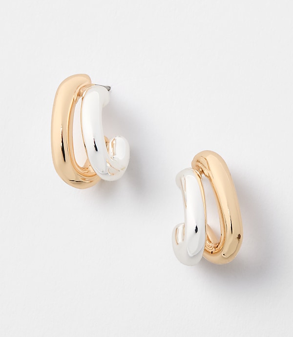 Mixed Metal Open Hoop Earrings