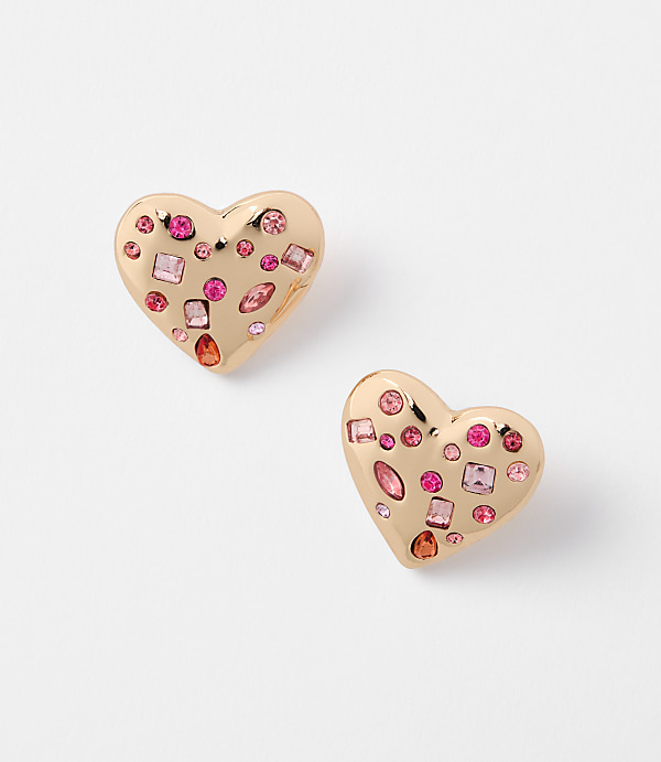 Scattered Crystal Heart Earrings