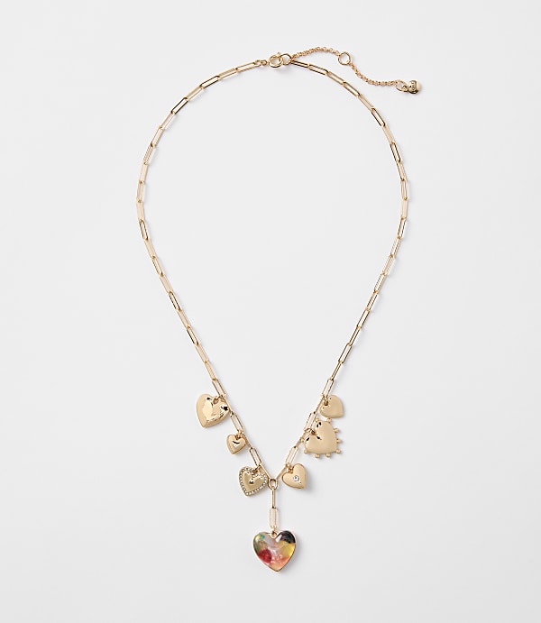 Tortoiseshell Print Heart Charm Necklace