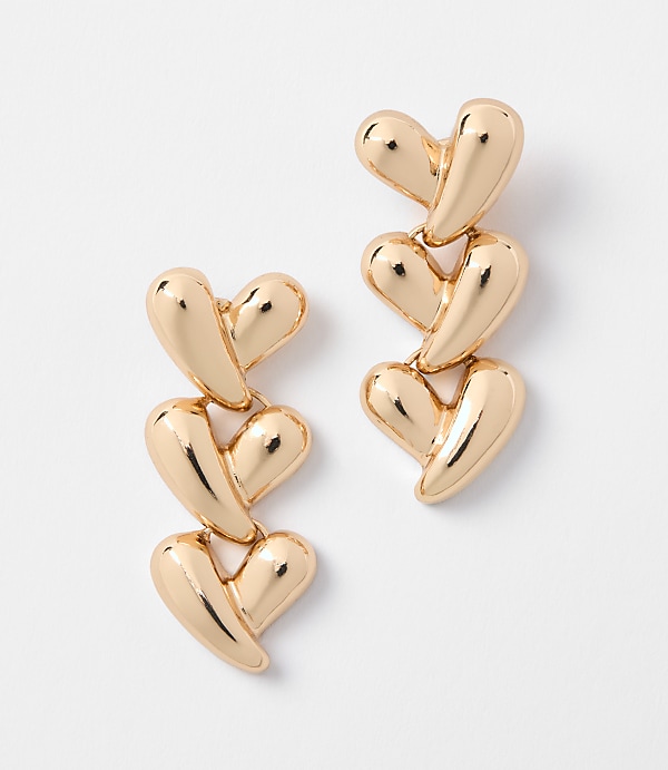 Heart Triple Drop Earrings