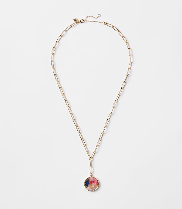 Multicolored Tortoiseshell Print Chain Link Necklace