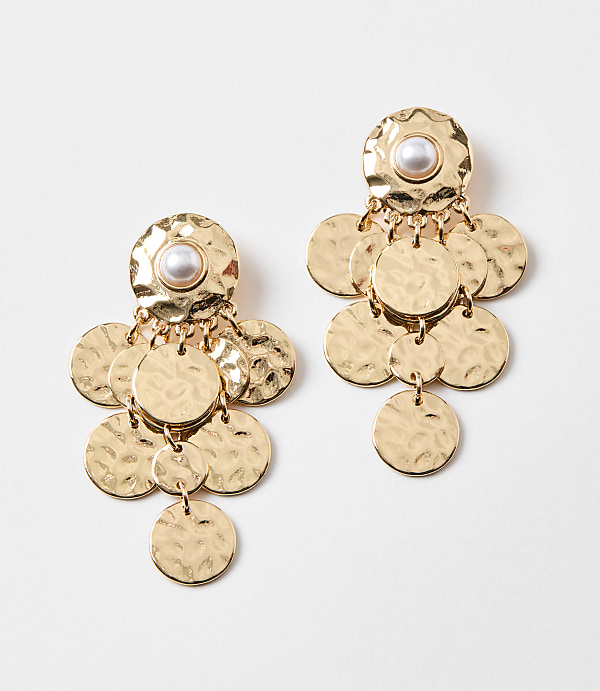 Pearlized Hammered Drop Earrings