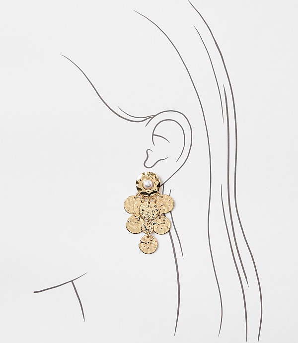 Pearlized Hammered Drop Earrings