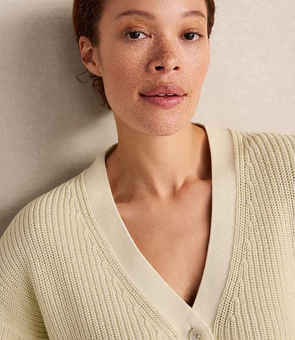 Haven Well Within Garment-Dyed Organic Cotton Shaker Stitch Cardigan