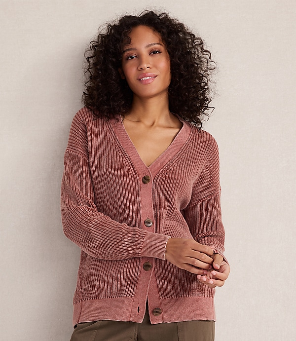 Haven Well Within Garment-Dyed Organic Cotton Shaker Stitch Cardigan