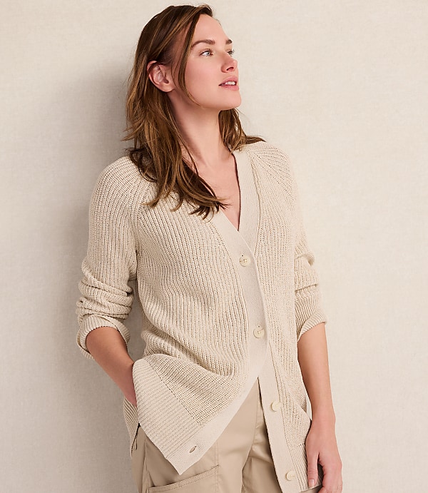 Haven Well Within Linen Tape Yarn Button-Up Cardigan