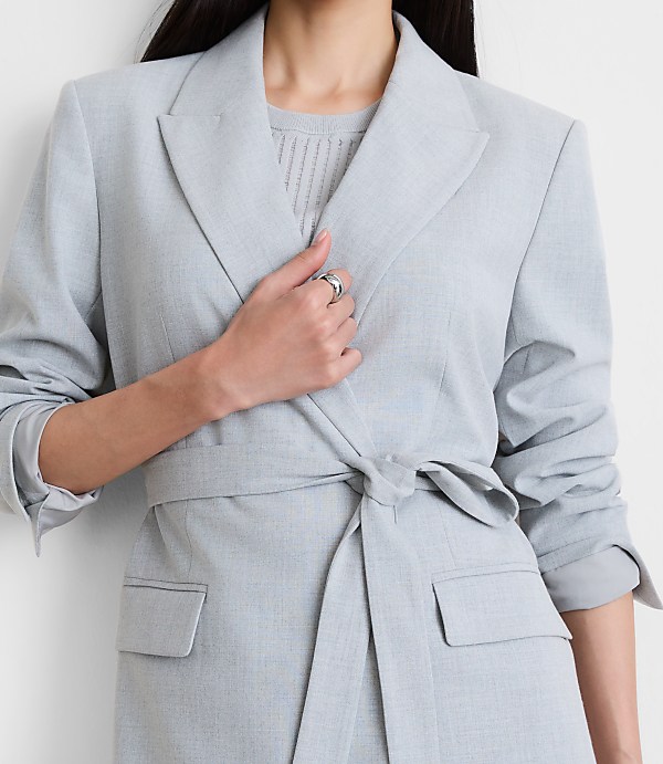 Petite LOFT Versa Seasonless Stretch Tie Waist Blazer in Heather