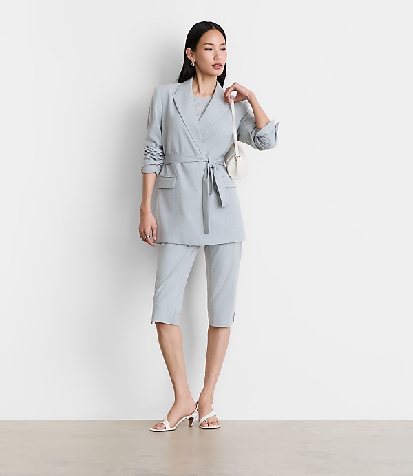 LOFT Versa Seasonless Stretch Tie Waist Blazer in Heather