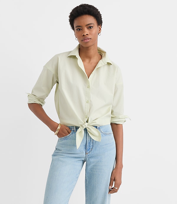 Poplin Tie Front Everyday Shirt