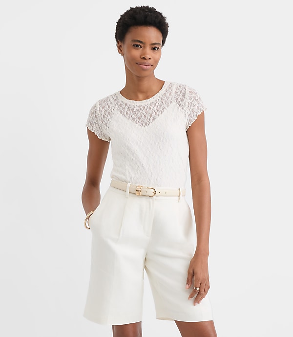 Petite Lace Cap Sleeve Tee