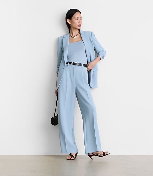 LOFT Versa Crepe Drape Pleated Relaxed Straight Pants